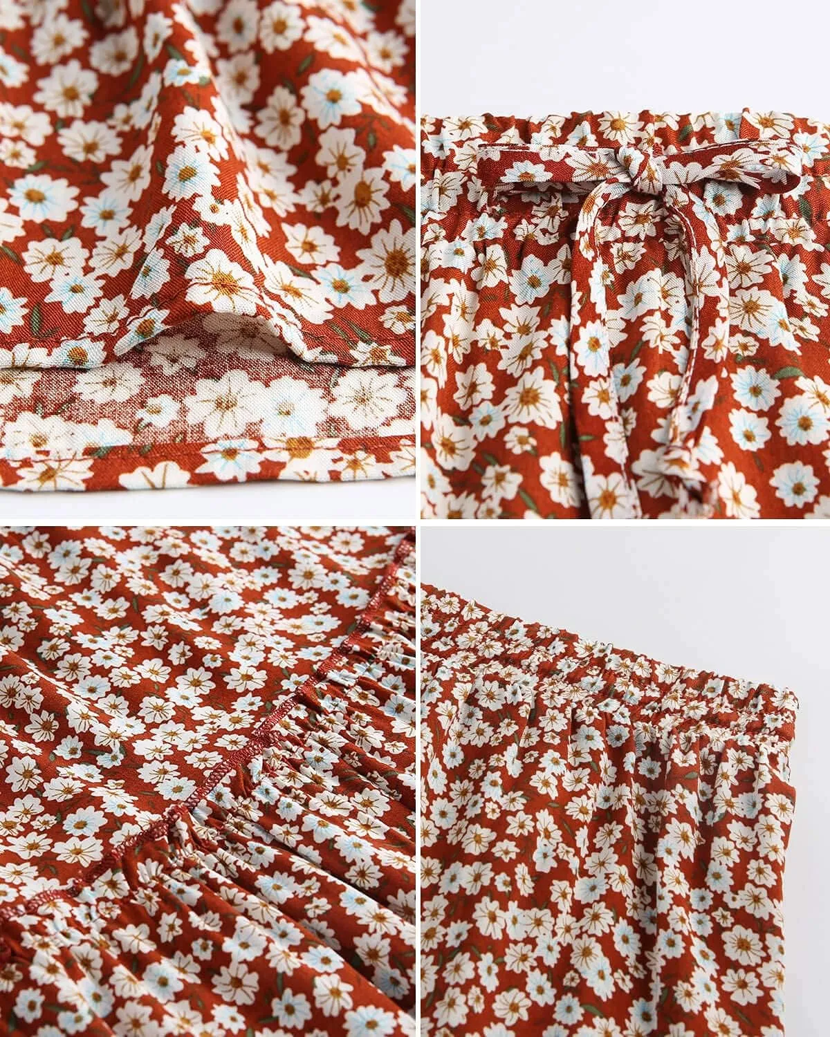 Alelly Women's Summer Cute High Waist Ruffle Skirt Floral Print Swing Beach Mini Skirt