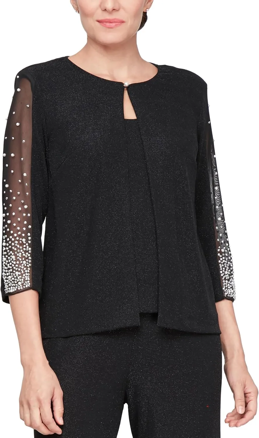 Alex Evenings Women's Metallic Knit Blouse