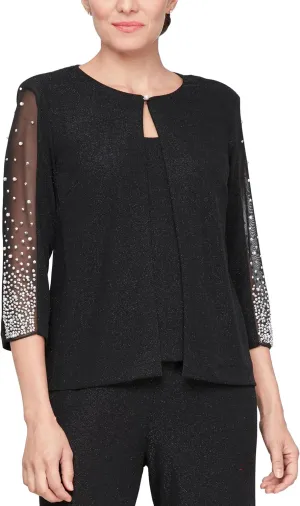 Alex Evenings Women's Metallic Knit Blouse