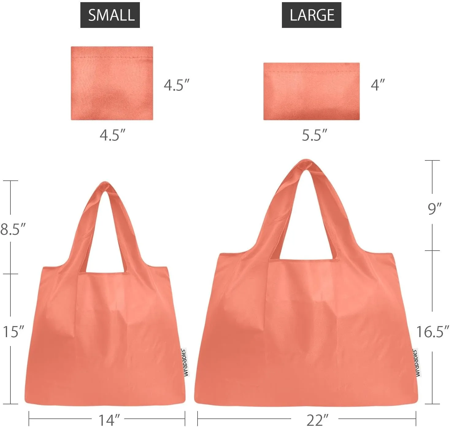allydrew Large & Small Foldable Tote Nylon Reusable Grocery Bags, Set of 2