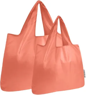 allydrew Large & Small Foldable Tote Nylon Reusable Grocery Bags, Set of 2