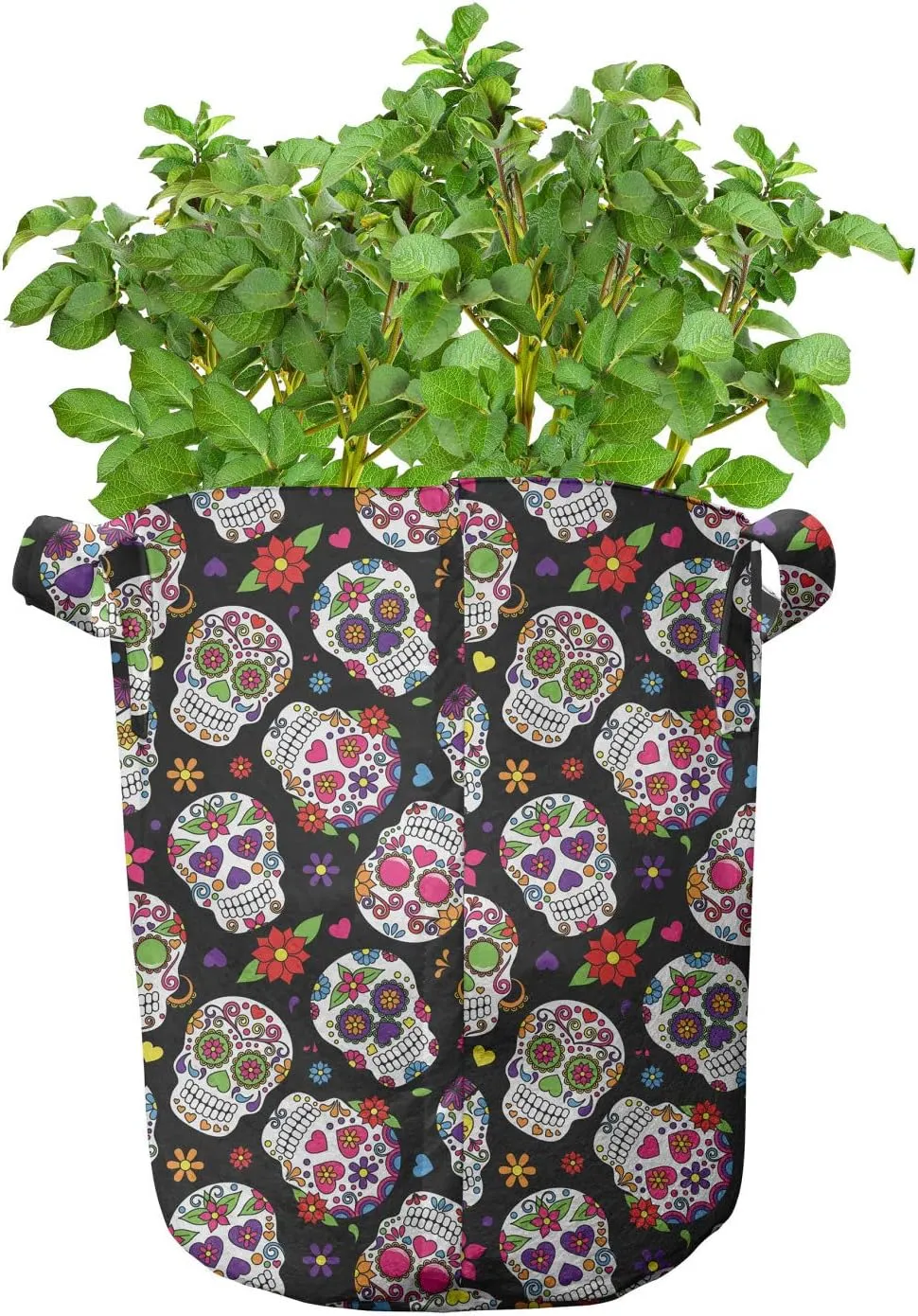 Ambesonne Dolphin Grow Bags 5-Pack, Underwater Fish Pattern, Heavyduty Fabric Pots with Handles for Plants, Blue Grey