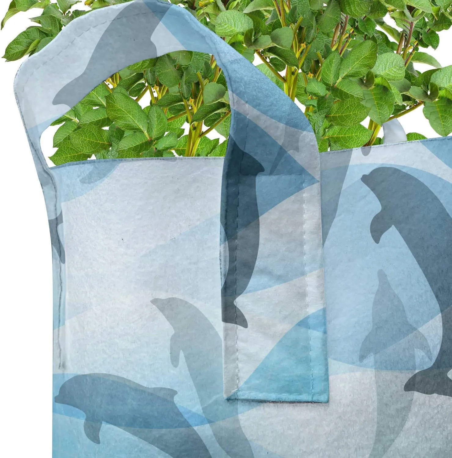 Ambesonne Grey Yellow Grow Bags 5-Pack, Basic Abstract Flowers, Heavyduty Fabric Pots with Handles for Plants, Yellow Khaki