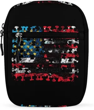 American Flag Puzzle Funny Crossbody Bags Casual Sling Backpack with Adjustable Strap for Women Men