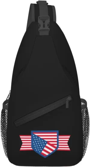 American Flag Shield Crossbody Bags For Women Men Chest Backpack Gym Shoulder Bag Travel Outdoor Sports Casual Crossbody Bags