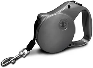 American Kennel Club AKC Metallic Double Lock Retractable Safety Leash, Silver