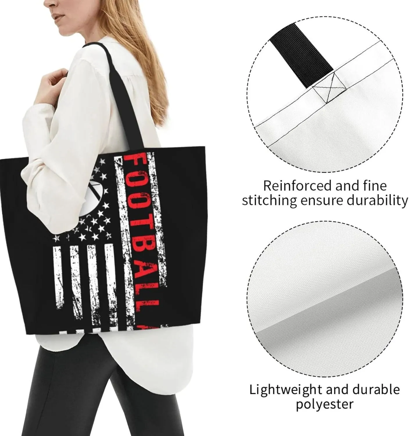 American Motorcycle Flag Dirt Bike Women's Tote Bag Large Capacity Single Shoulder Bags Handbag for Shopping Work