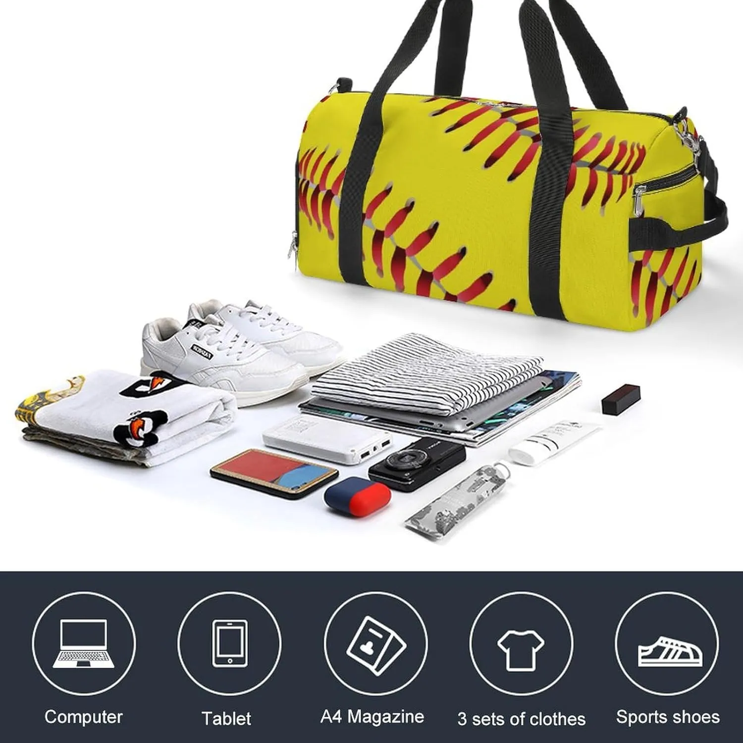 American Red Line Yellow Softball A Fitness Bag with Large Storage Space Is Suitable for Portable Outdoor Use