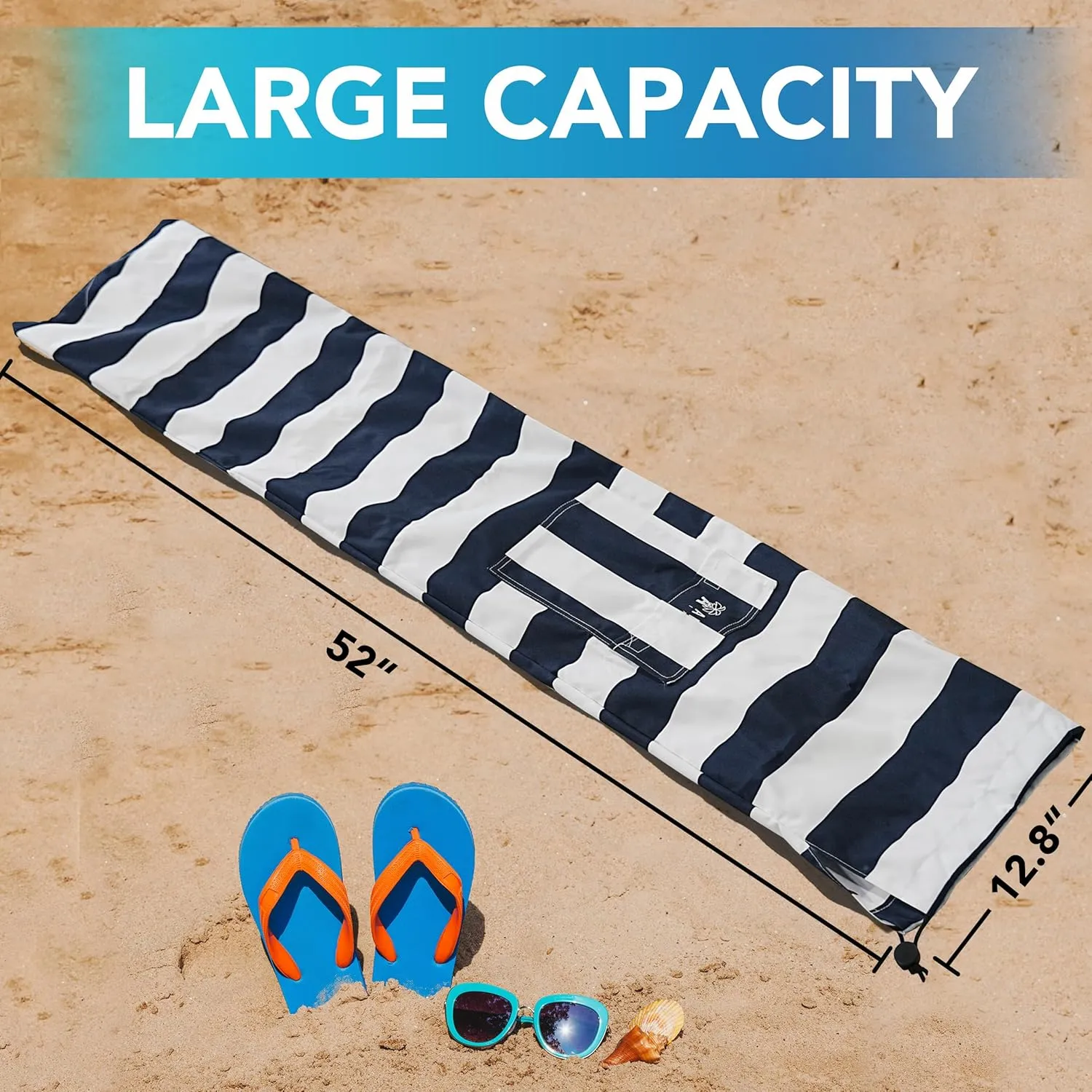 AMMSUN Commercial Grade Heavy Duty Beach Umbrella Carry Bag for storage of Beach & Patio Umbrellas,Universal Foldable Umbrella Bag, Fits Most Outdoor Umbrellas, Navy Stripe