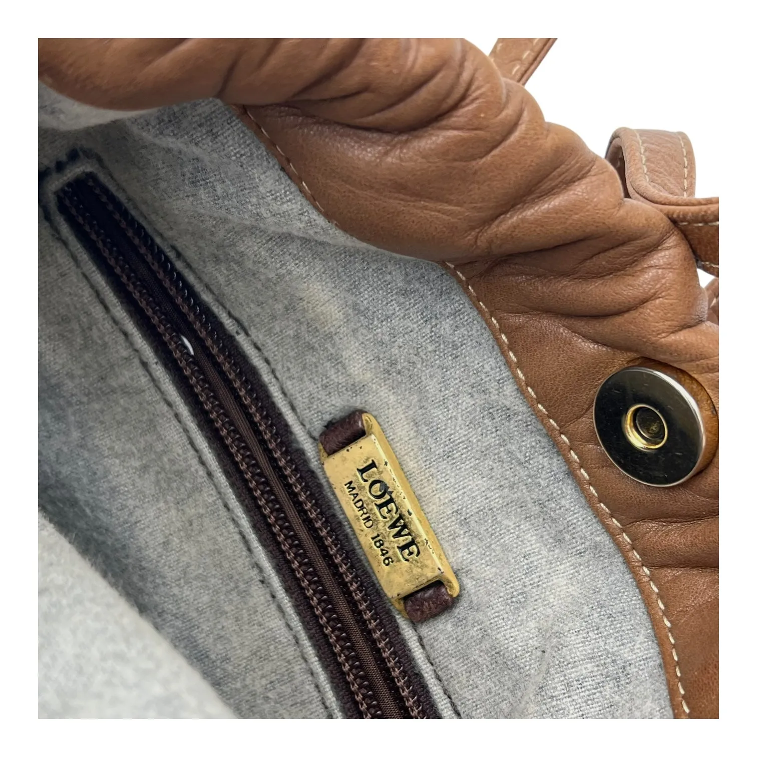 Anagram Brown Crossbody Bag in Lambskin, Gold hardware