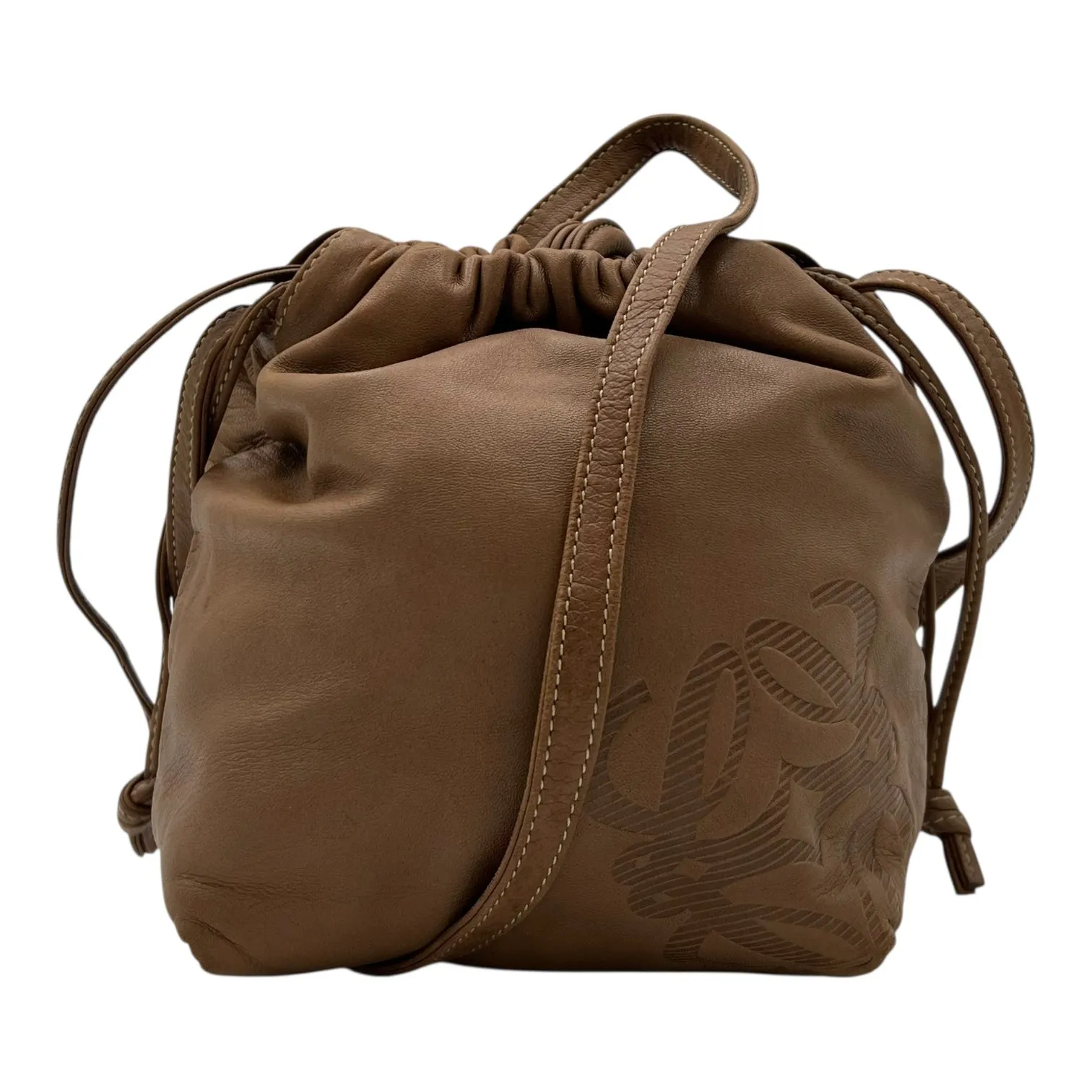 Anagram Brown Crossbody Bag in Lambskin, Gold hardware