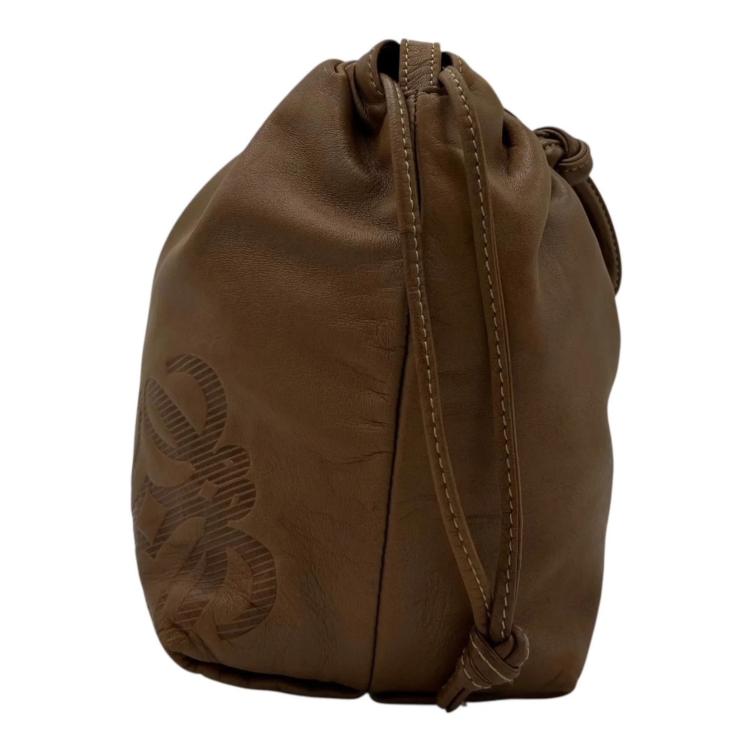 Anagram Brown Crossbody Bag in Lambskin, Gold hardware