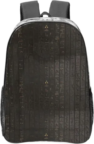 Ancient Egyptian Hieroglyph Print Backpack PVC Clear Bag Large Capacity Reinforced Straps Travel Work Daily Use
