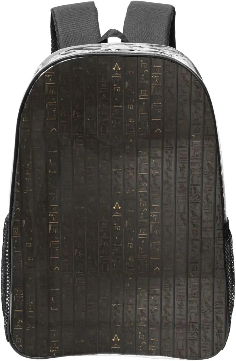 Ancient Egyptian Hieroglyph Print Backpack PVC Clear Bag Large Capacity Reinforced Straps Travel Work Daily Use