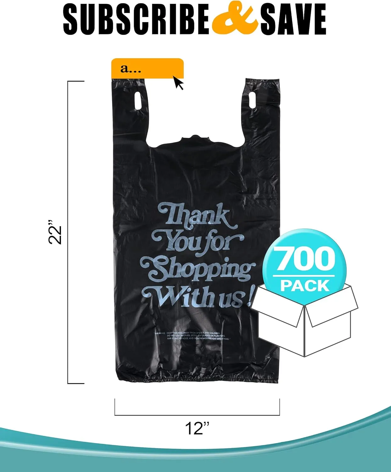 APQ Pack of 700 Thank You Plastic Bags 12 x 6 x 22. Chocolate Carry-Out T-Shirt Bags 12x6x22, Thickness 18 micron. Preprinted Shopping Bags. Durable Poly Bags for Retail Shopping, Restaurant, Clothes.