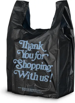 APQ Pack of 700 Thank You Plastic Bags 12 x 6 x 22. Chocolate Carry-Out T-Shirt Bags 12x6x22, Thickness 18 micron. Preprinted Shopping Bags. Durable Poly Bags for Retail Shopping, Restaurant, Clothes.