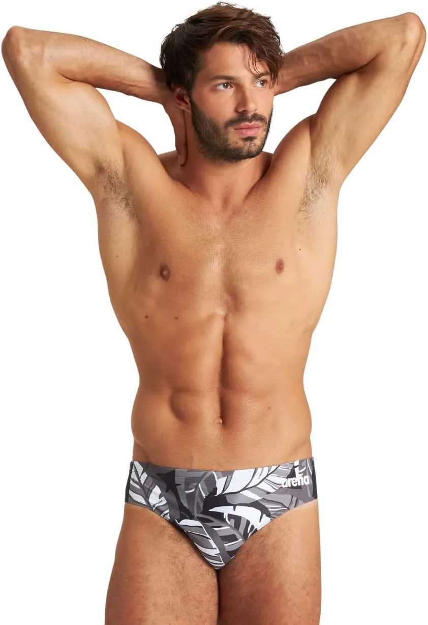 ARENA Men’s Tropical Swim Brief Chlorine Resistant Quick Dry Training & Racing Suit for Competitive Swimmers