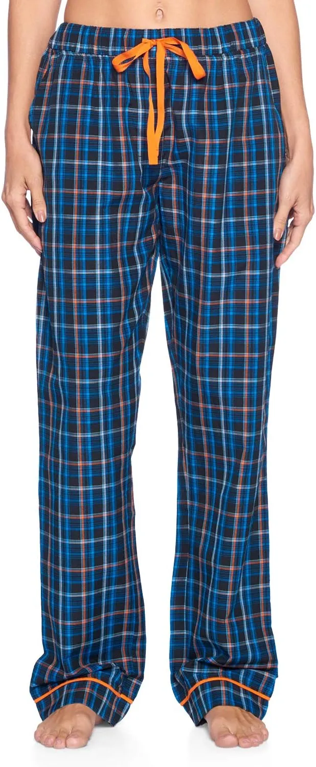 Ashford & Brooks Women's Sleep Pajama Pants | Woven Plaid Long PJ Sleepwear & Loungewear Bottoms