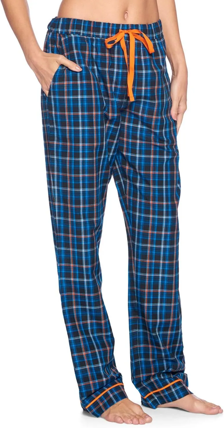 Ashford & Brooks Women's Sleep Pajama Pants | Woven Plaid Long PJ Sleepwear & Loungewear Bottoms
