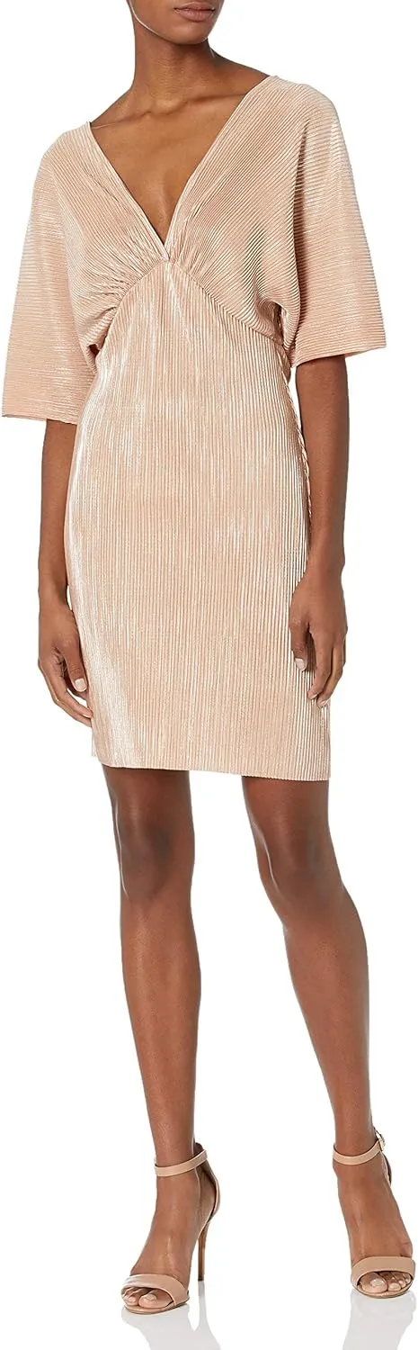 ASTR the label Women's Metallic V Neck Short Sleeve Dolman Mini Dress