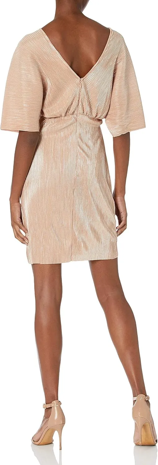 ASTR the label Women's Metallic V Neck Short Sleeve Dolman Mini Dress