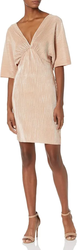 ASTR the label Women's Metallic V Neck Short Sleeve Dolman Mini Dress