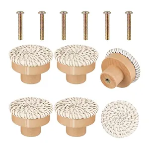 ATORSE® Boho Rattan Dresser Knobs Wooden Rattan Drawer Knobs for Dresser Home Door