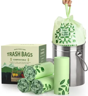 AYOTEE Small Compost Bags 2.6 Gallon with Handles, Small Compostable Trash Bags 100 Count Biodegradable Trash Can Liners/Thick 10 Liter Waste Basket Liners 2.6 Gallon for Compost Bin