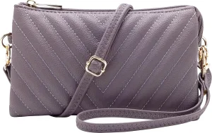 B BRENTANO Vegan Leather Multi-Pocket Crossbody Purse/Clutch with Card Slots, Removable Wristlet & Adjustable Shoulder Strap
