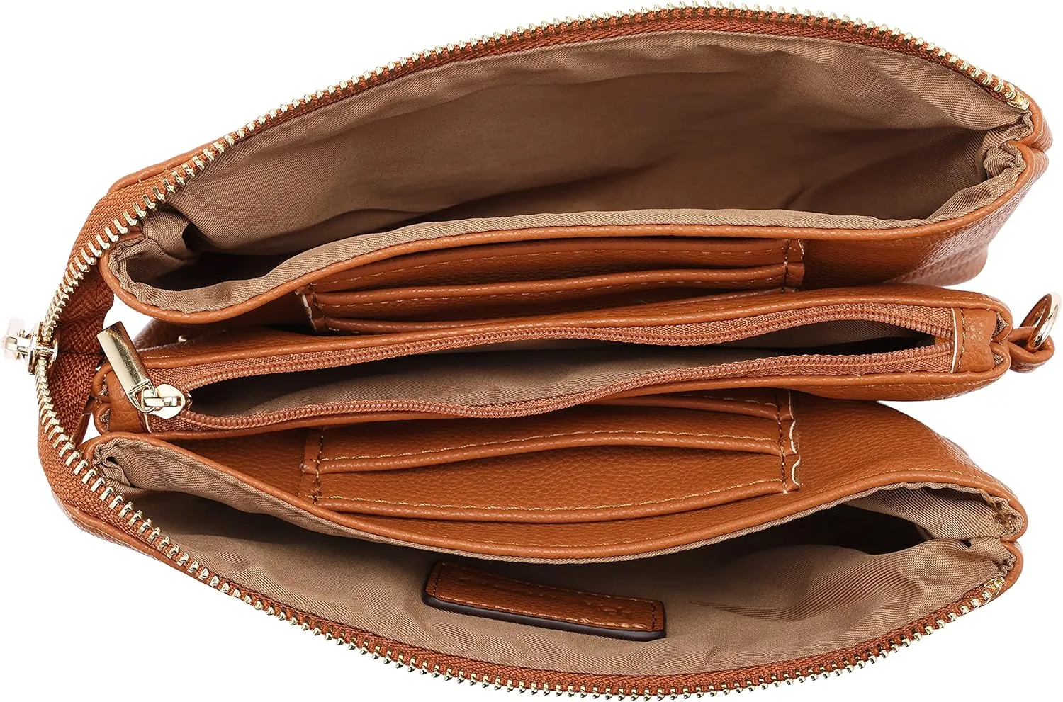 B BRENTANO Vegan Leather Multi-Pocket Crossbody Purse/Clutch with Card Slots, Removable Wristlet & Adjustable Shoulder Strap