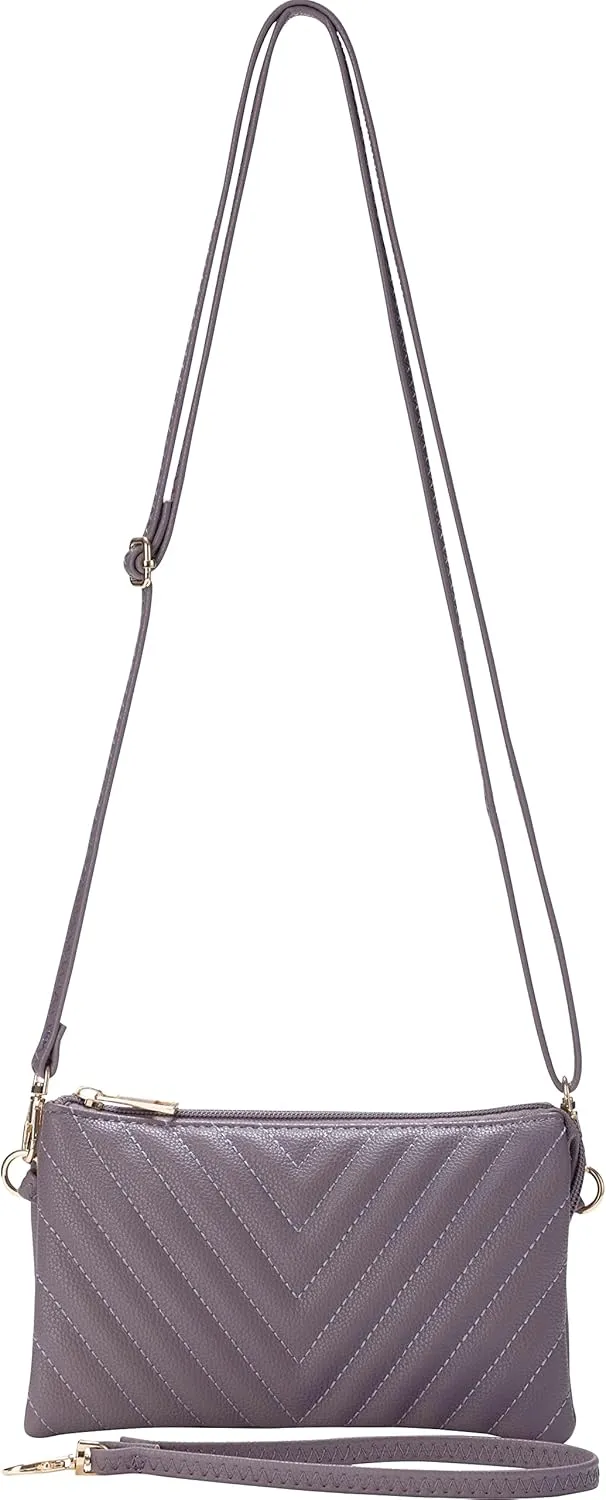 B BRENTANO Vegan Leather Multi-Pocket Crossbody Purse/Clutch with Card Slots, Removable Wristlet & Adjustable Shoulder Strap