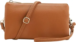 B BRENTANO Vegan Leather Multi-Pocket Crossbody Purse/Clutch with Card Slots, Removable Wristlet & Adjustable Shoulder Strap