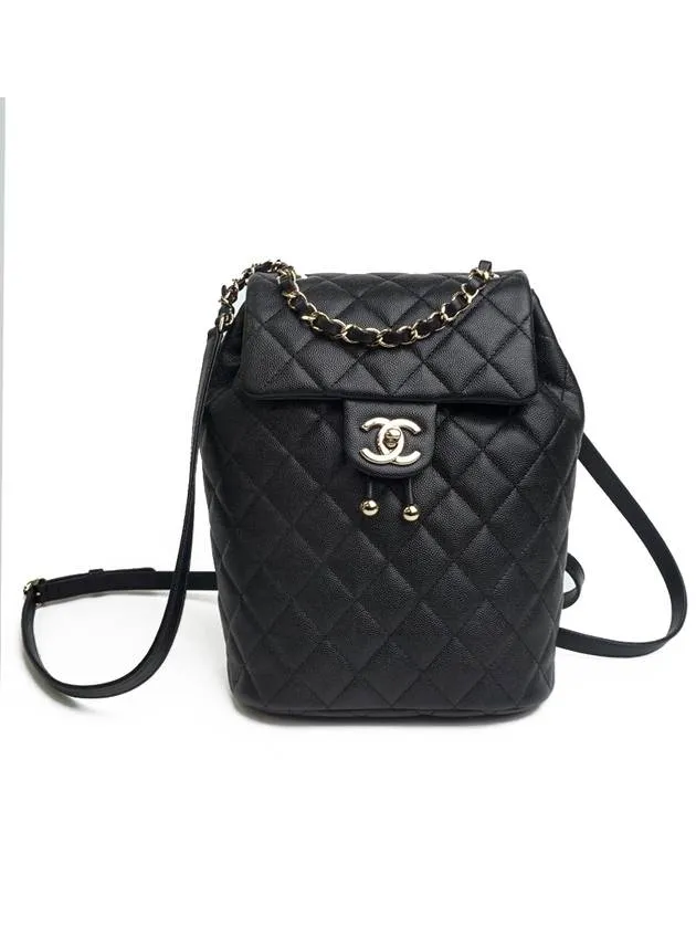 Backpack Calfskin Black Metal Early-bird special Complete collection Chanel Gold Shiny Grained