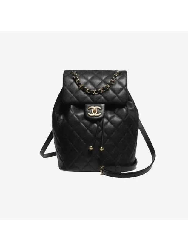 Backpack Calfskin Black Metal Early-bird special Complete collection Chanel Gold Shiny Grained