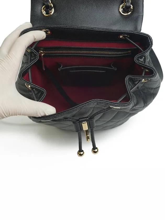 Backpack Calfskin Black Metal Early-bird special Complete collection Chanel Gold Shiny Grained