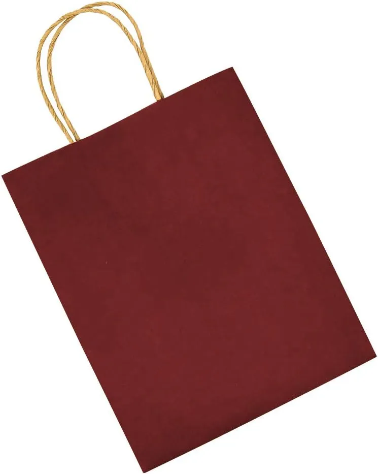 bagmad 100 Pack 5.25x3.25x8 Inch Small Red Gift Paper Bags with Handles Bulk, Kraft Bags, Craft Grocery Shopping Retail Party Favors Wedding Business Sacks (Red, 100pcs)