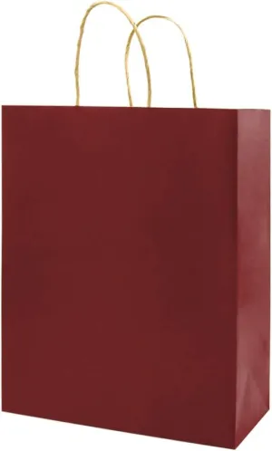 bagmad 100 Pack 5.25x3.25x8 Inch Small Red Gift Paper Bags with Handles Bulk, Kraft Bags, Craft Grocery Shopping Retail Party Favors Wedding Business Sacks (Red, 100pcs)