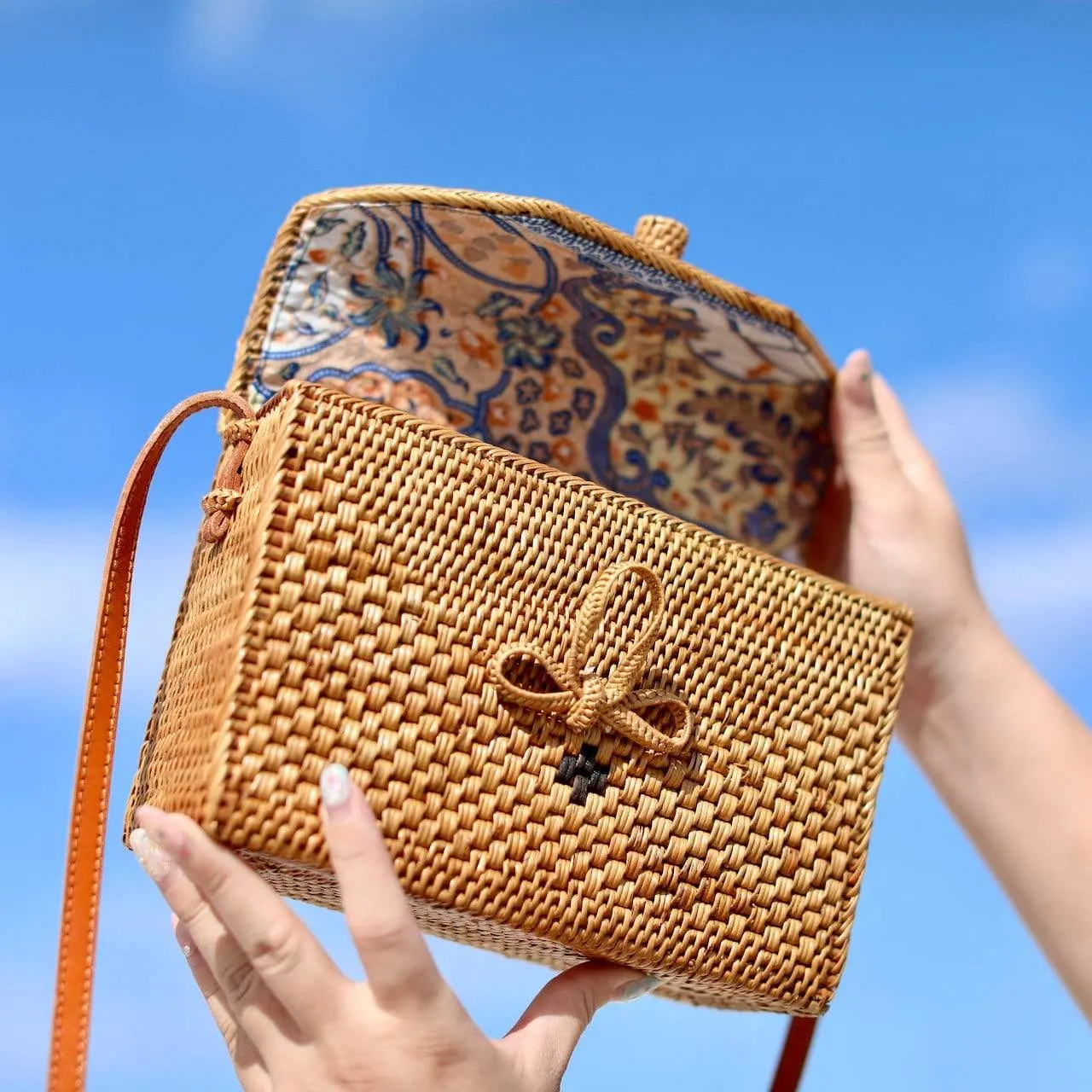Bali Rattan Crossbody Bag - Postman Messenger Bag