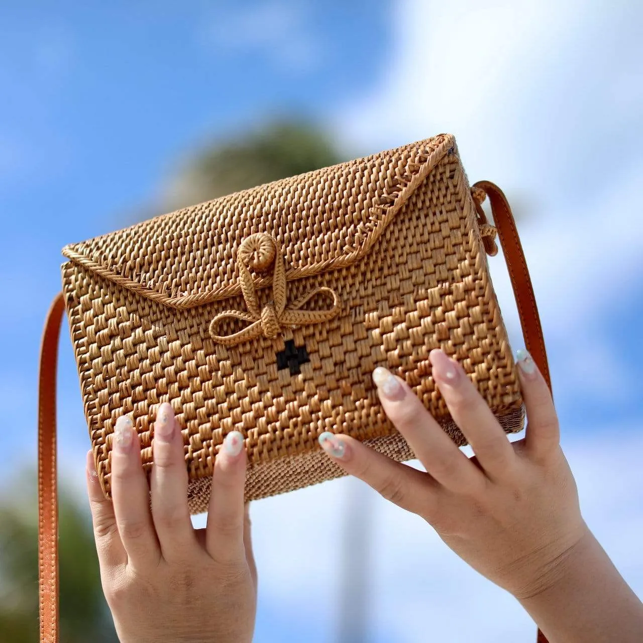 Bali Rattan Crossbody Bag - Postman Messenger Bag