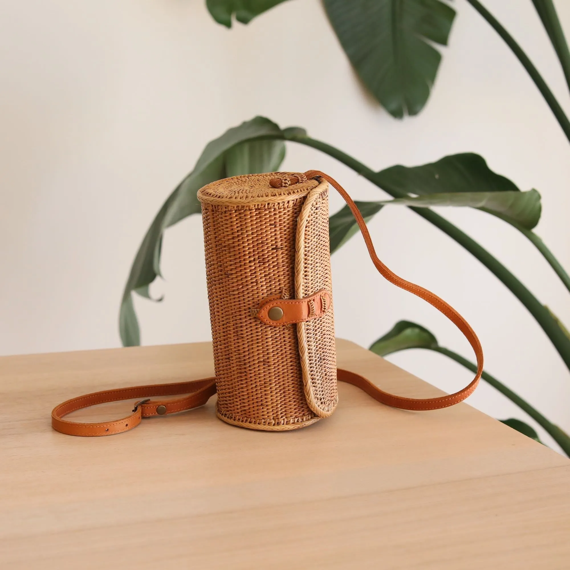 Bali Rattan Crossbody Bag - Tube Rattan Bag