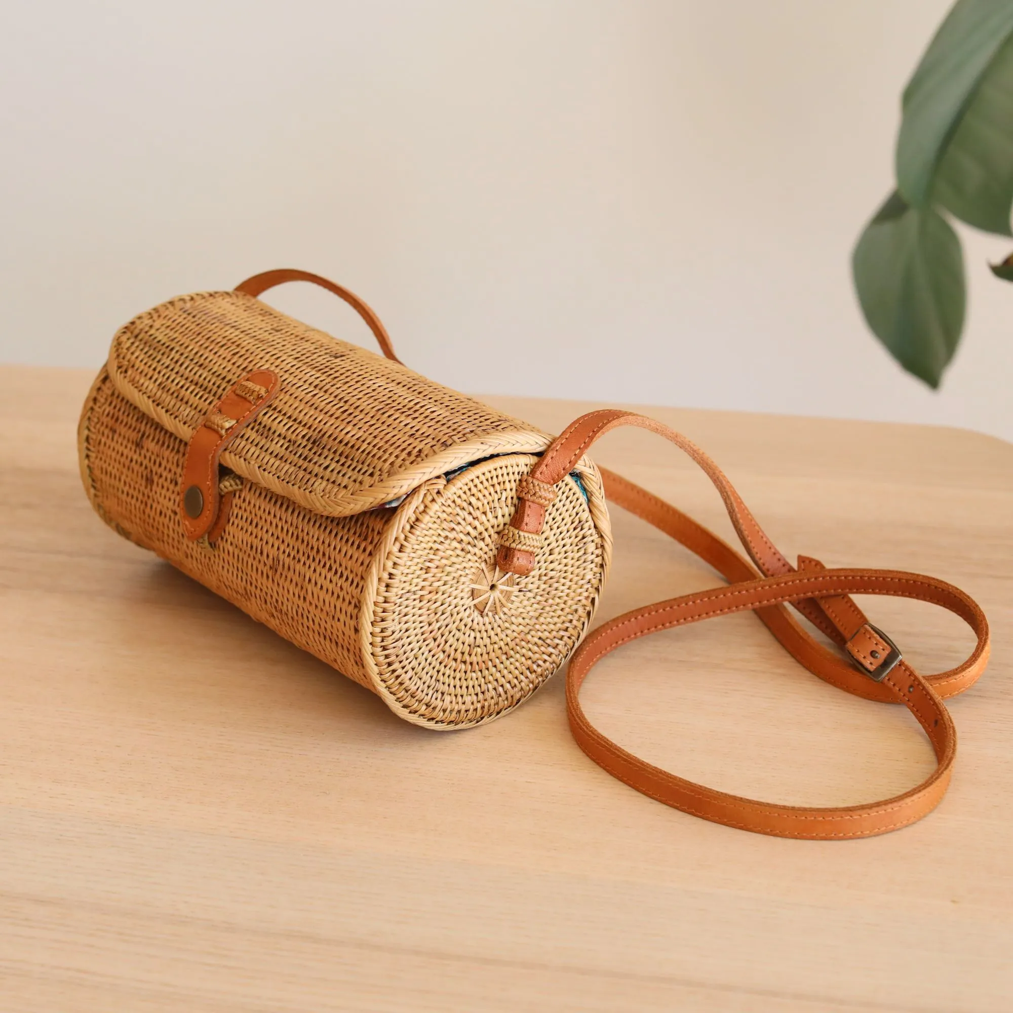 Bali Rattan Crossbody Bag - Tube Rattan Bag