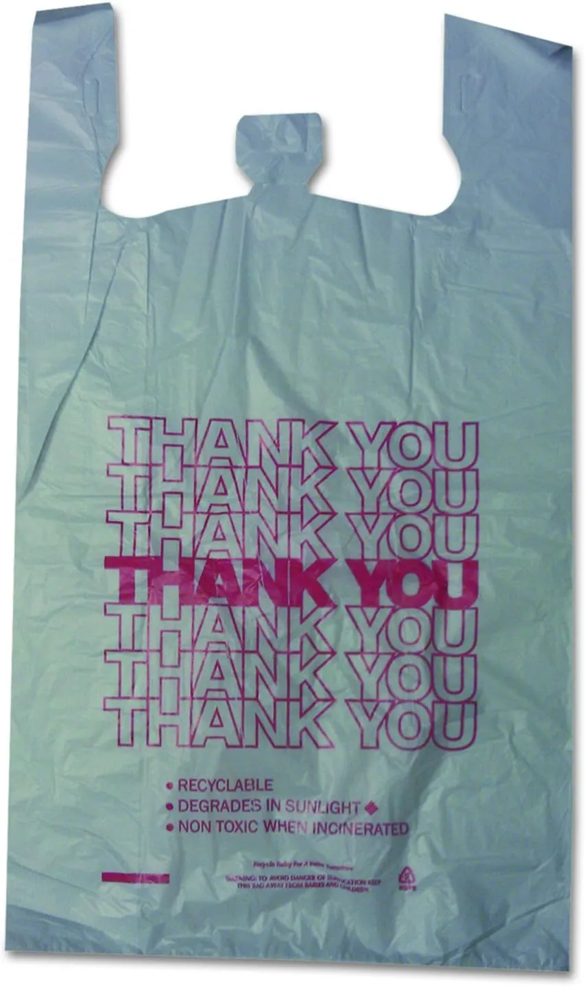 Barnes Paper Company Thank You High-Density Shopping Bags, 18" X 30", White, 500/carton