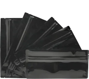 Barrier Bags #1: Black Mylar Clear Front Resealable Foil Pouches, Perfect Ziplock Bags for Food Storage & Small Product, Durable Ziplock Closures – Premium Storage Supplies 100 pcs