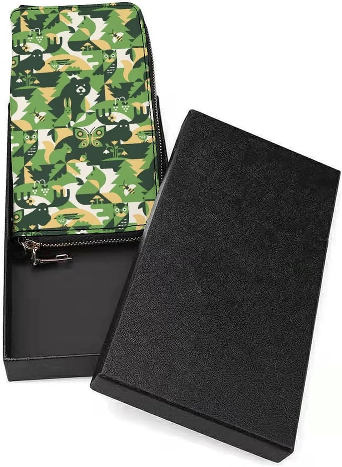 Bear Fox Squirrel Hare in Forest Women's Leather Long Large Capacity Wallet Clutch Wallet with Hand Strap, 20x10.5cm, style-26-2