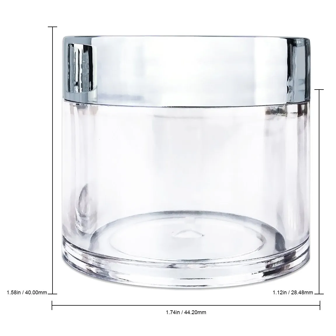 Beauticom 30g/30ml (1 fl. oz.) Double Wall Clear Plastic Leak Proof Jars with Flat Top Lids for Creams, Lotions, Make Up, Powders, Glitters, and more... (Color: Metallic Silver Lid, Pieces: 24)