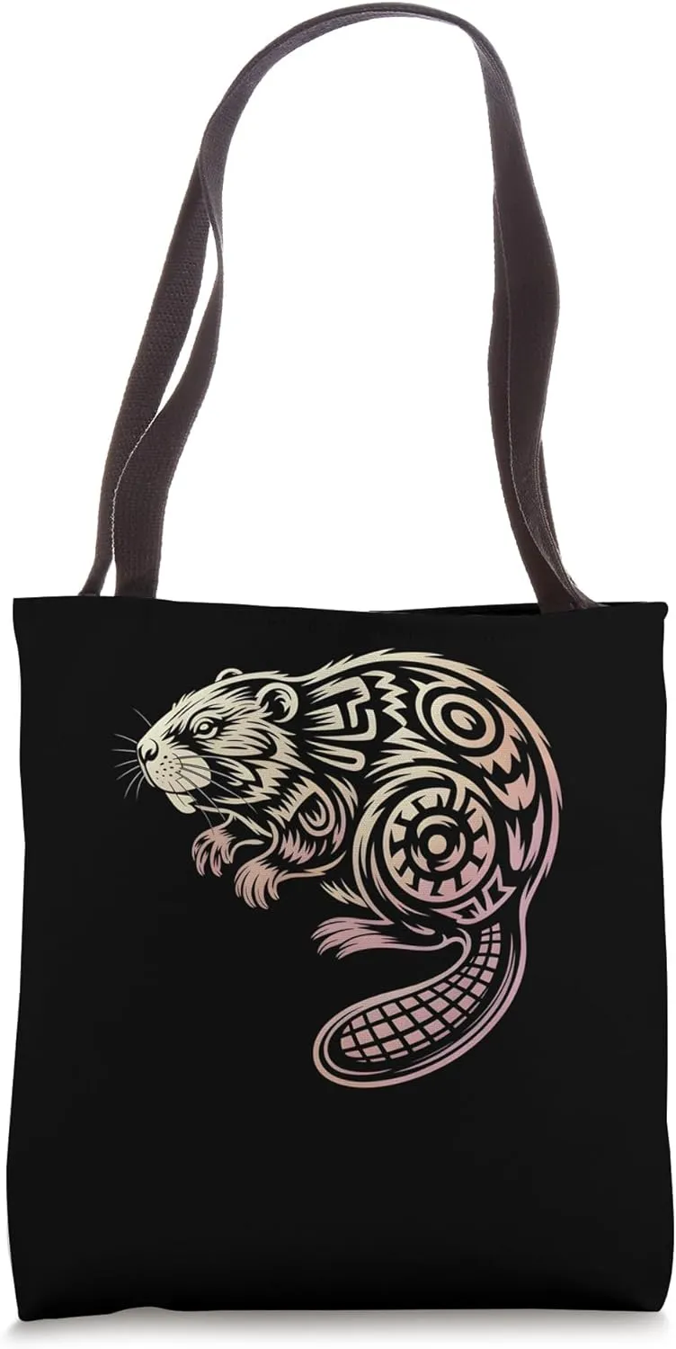 Beaver Tribal Style Art Native Symbol Of Diligence Tote Bag