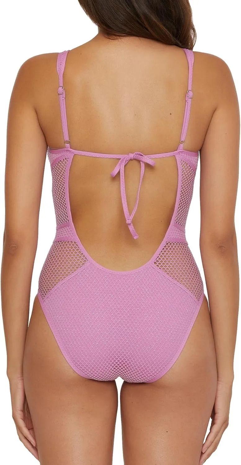 BECCA Color Play One Piece Swimsuit, Plunge Neck, Crochet, Bathing Suits for Women