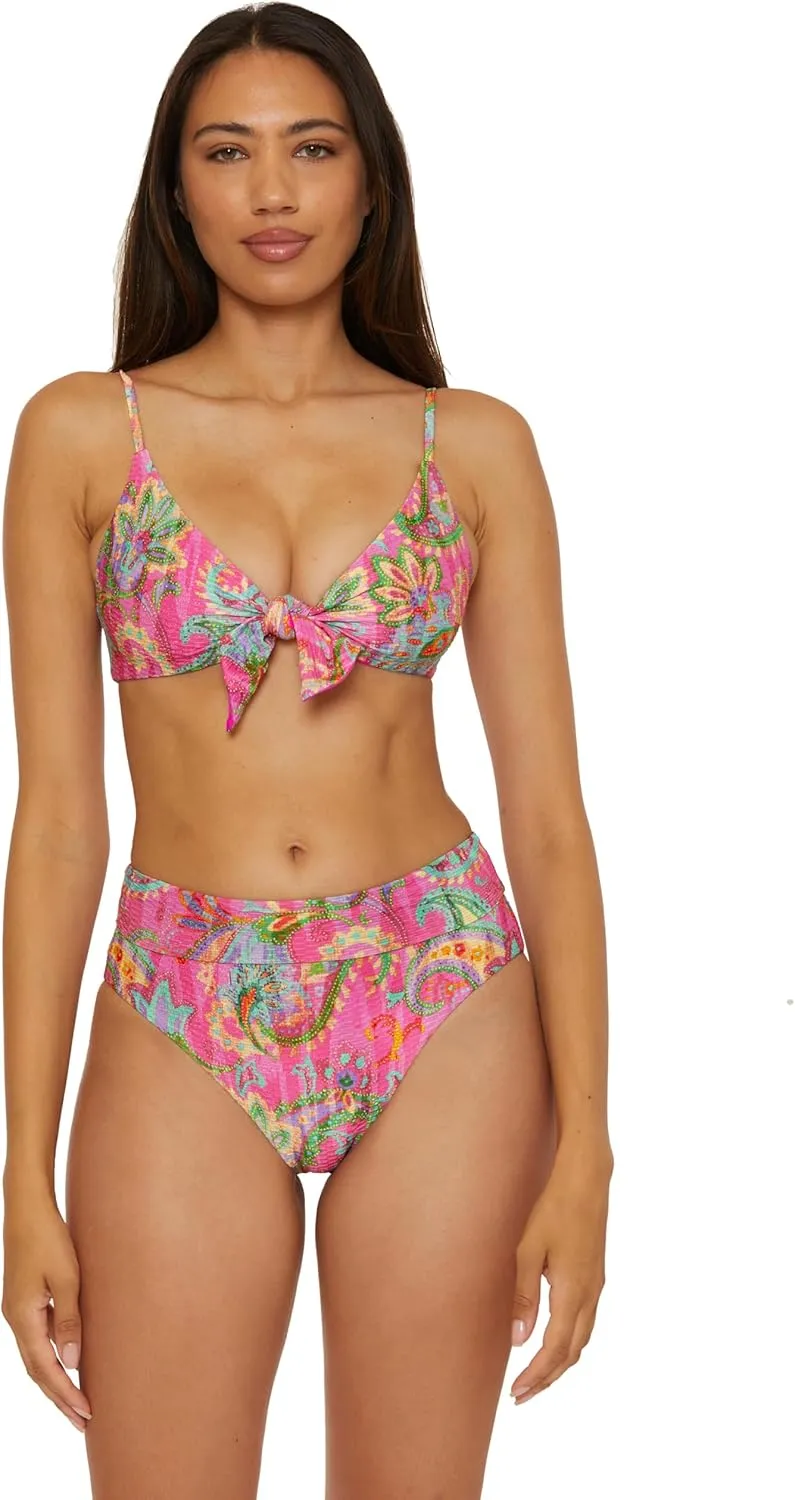 BECCA Women's Polynesia Bralette Bikini Top, Adjustable, Tie Back, Swimwear Separates