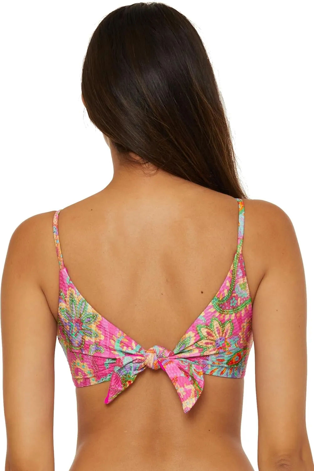 BECCA Women's Polynesia Bralette Bikini Top, Adjustable, Tie Back, Swimwear Separates