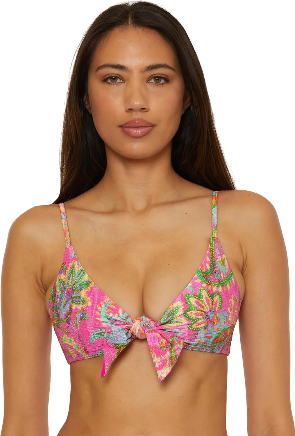 BECCA Women's Polynesia Bralette Bikini Top, Adjustable, Tie Back, Swimwear Separates